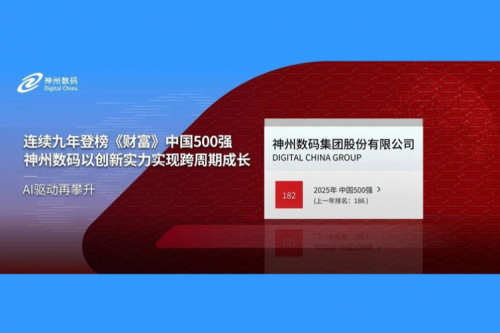 AI驱动再攀升，神州数码连续9年登榜《财富》中国500强